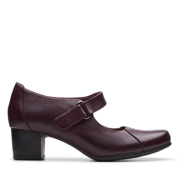 Clarks Womens Un Damson Vibe Heels Aubergine Leather | USA-2806794